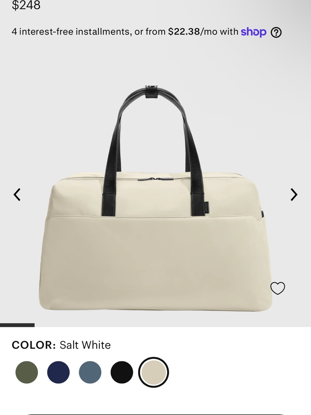 Away Salt White Travel Carryall with Black Handles